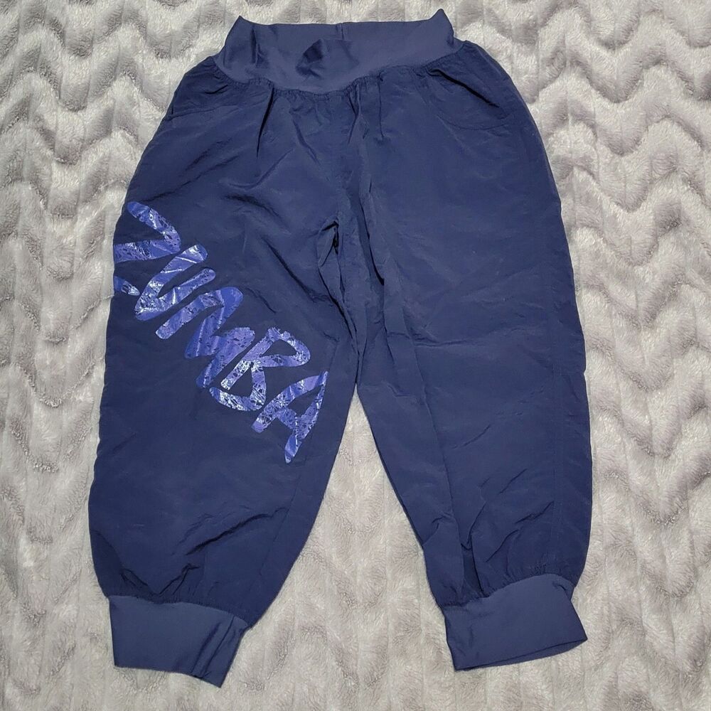 Zumba Womens Size S Dark Blue Nylon Workout Athletic Capri Pants